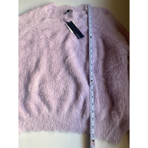 Lucy Paris Fuzzy Wavy Neckline Balloon Sleeves Sweater - Picture 7 of 10